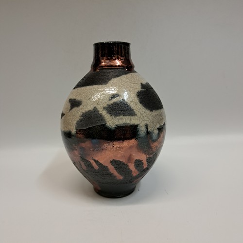 #230410 Raku Black, Copper, White Crackle 7x4.25 $24 at Hunter Wolff Gallery